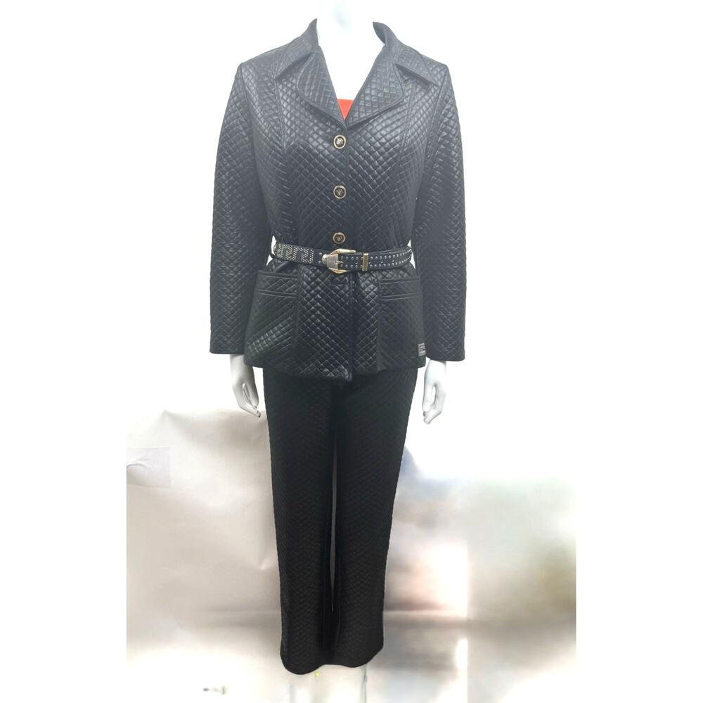 Versace Jeans Couture Women's Black Jacket and Pants Pantsuit with Belt – Size M
